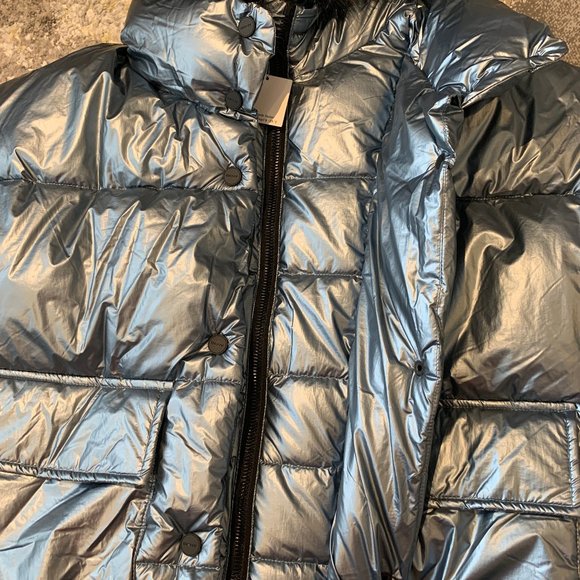 DKNY - Puffer Coat - Silver/Blue - Size Large - Picture 2 of 15